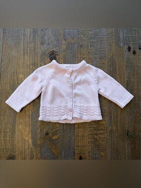 Lullaby Club Baby Girl Pink Knit Long Sleeve Cardigan 6M